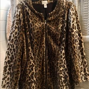 Chico’s faux fur/ leather trim zipper jacket.